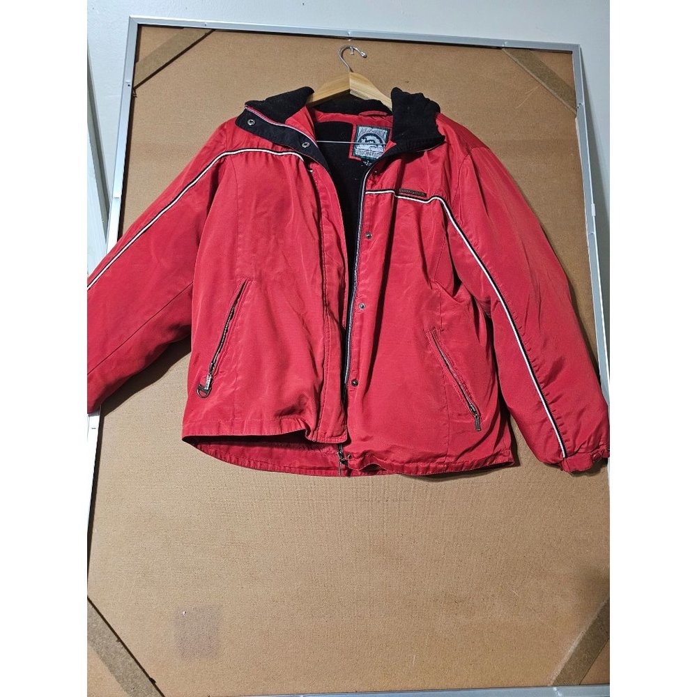 Vintage 90s Y2K Alaska Frontier Women M Down Coat Red Bomber Jacket